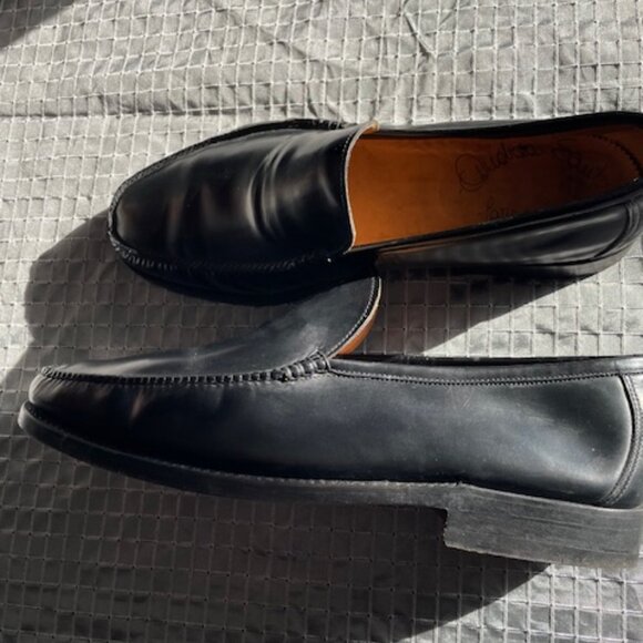 Santori Venetian style loafers black leather size 8 HANDMADE MADE IN ITALY